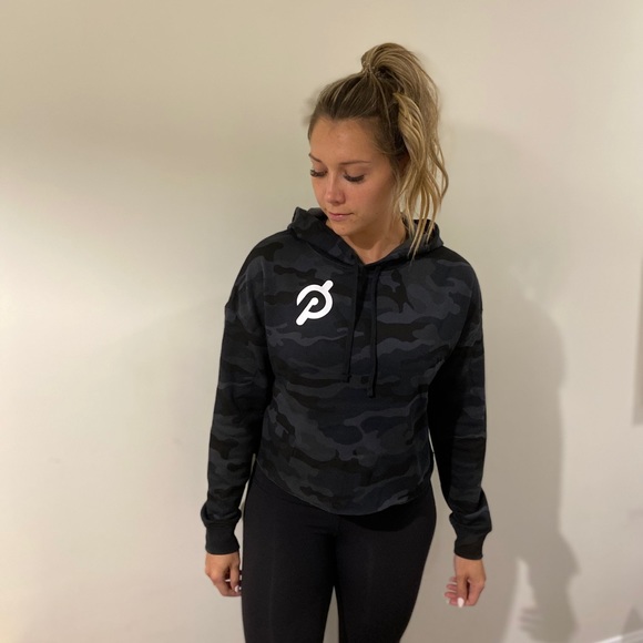 Peloton Inspired Camo Crop pullover Hoodie - Picture 3 of 3